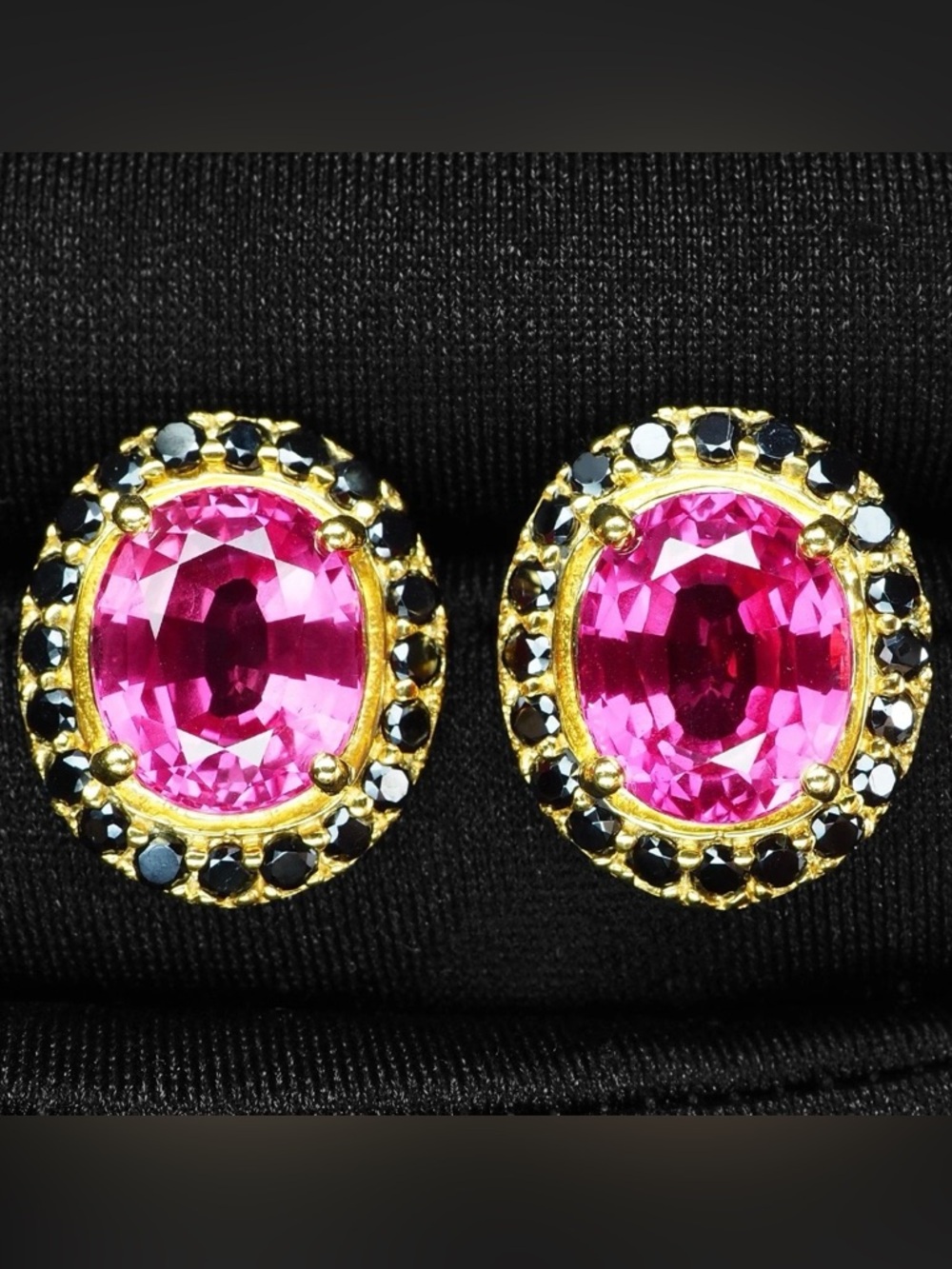 11.8ct Sapphire black pink 18k yellow Gold Electroplated on .925 Silver